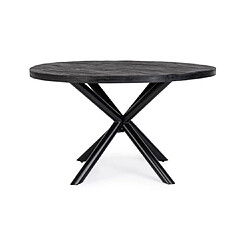 Mes Table à manger ronde 130x76 cm en manguier noir - BAILA