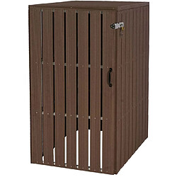 Avis Decoshop26 Abri de poubelles extérieur conteneurs à ordures jusqu'à 2 bacs métal aspect bois marron 115x77x97 cm 04_0002862