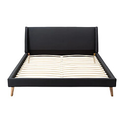 Avis Vente-Unique Lit scandinave 160 x 200 cm - Tissu - Anthracite + Matelas - BENEDICTE