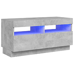 vidaXL Meuble TV avec lumières LED gris béton 80x35x40 cm