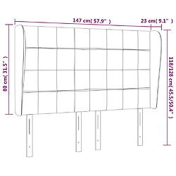 Acheter vidaXL Tête de lit avec oreilles Gris foncé 147x23x118/128 cm Tissu