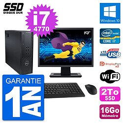 PC Dell T1700 SFF Ecran 19" Intel Core i7-4770 RAM 16Go SSD 2To Windows 10 Wifi - Occasion