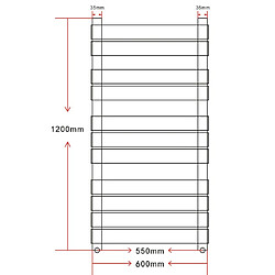 vidaXL Radiateur sèche-serviettes vertical de salle de bain 600x1200mm pas cher