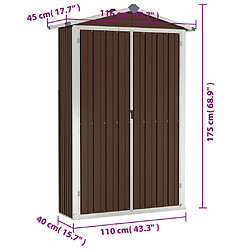 vidaXL Abri de jardin Marron 116x45x175 cm Acier galvanisé pas cher