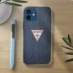 Avis Guess Maroquinerie Coque iPhone 12 / 12 Pro Effet Denim Guess Jeans Series Guess Bleu Foncé