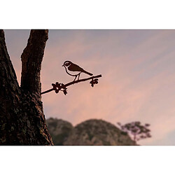 Metalbird Oiseau sur pique pouillot des canaris en acier corten.