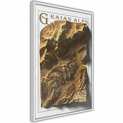 Paris Prix Affiche Murale Encadrée Raised Relief Map Graian Alps 20 x 30 cm Blanc