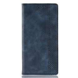 Wewoo Housse Coque Étui en cuir à boucle magnétique avec texture rétro et pour Xiaomi Redmi Note 7, support emplacements pour cartes porte-monnaie (bleu)