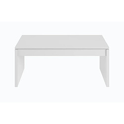 Alter Table basse avec plateau relevable et espace de rangement, coloris blanc brillant, Dimensions 102 x 43 x 50 cm (hauteur réglable de 43 à 54 cm)