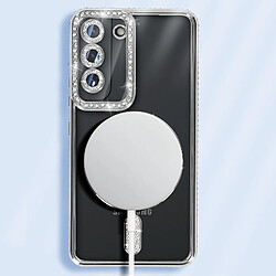 Avizar Coque Diamant pour Samsung Galaxy S22 MagSafe Contour Strass Argent pas cher