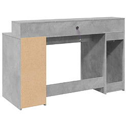 Acheter Helloshop26 Bureau table poste de travail meuble d'ordinateur informatique étude et lumières LED 140 x 55 x 91cm bois d'ingénierie gris 02_0023799