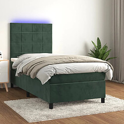 Sommier à lattes,Cadre à lattes de lit et matelas et LED pour Adulte Vert foncé 90x200 cm -MN38490