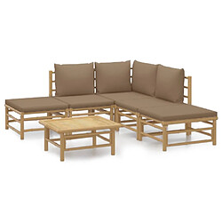 Maison Chic Salon de jardin 6 pcs avec coussins | Ensemble de Table et chaises | Mobilier d'Extérieur taupe bambou -GKD82568