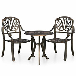 Maison Chic Table de bistro et chaises d'extérieur 3 pcs,Ensemble de bistro de jardin pour relax Aluminium coulé Bronze -GKD555156