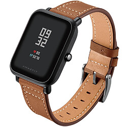 Bracelet en cuir véritable marron clair pour votre Huami Amazfit Youth Edition