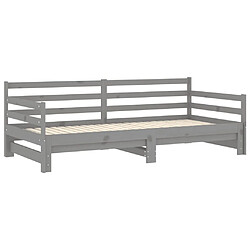 Maison Chic Lit d'appoint 2x(90x200)cm,Lit coulissant Lit de repos Gris Bois de pin massif -GKD43519 pas cher