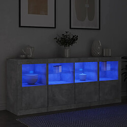 Avis vidaXL Buffet avec lumières LED gris béton 163x37x67 cm