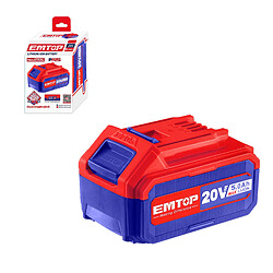 Batterie Lithium-Ion EMTOP 20V de Puissance 5.0Ah compatible avec multi outils P20S+EMTOP