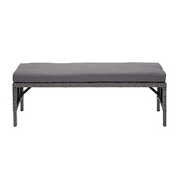 Avis Mendler Banc en polyrotin HWC-G16, banquette de jardin, gastronomie, 112cm ~ gris, coussin gris foncé