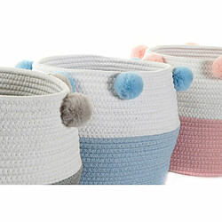 Panier DKD Home Decor Coton Pompons (3 pcs) (30 x 30 x 26 cm)