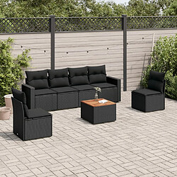 Maison Chic Salon de jardin 7 pcs avec coussins | Ensemble de Table et chaises | Mobilier d'Extérieur noir résine tressée -GKD36577