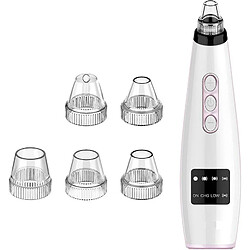 Chrono Aspirateur Points Noirs, Extracteur de Points Noirs pour Retirer Eliminer Points Noirs Comédons Acnés Nettoyage Nez Pores Peau Visage Dispositif de Beauté avec 5 Embouts et 5 Intensités