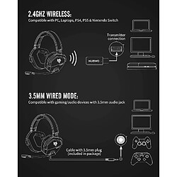 Acheter Universal Casque de jeu sans fil G06 PS4, PS5, PC, casque d'oreille d'annulation de bruit, avec microphone, 2,4 GHz à très faible latence, casque de mémoire souple, mode câblé pour Xbox One, Xbox X Gaming (casque d'oreille d'annulation de bruit, avec)