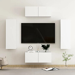 vidaXL Ensemble de meubles TV 4 pcs Blanc Bois d'ingénierie