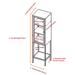 Avis Venture Home Armoire vitrée avec étagère en acier Misha gris.