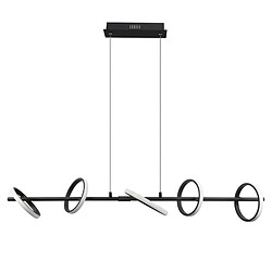 NETTLIFE Suspension LED Moderne Noir Diam.106CM Anneau Design Dimmable avec Télécommande 42W Métal Hauteur Réglable pour Salle à Manger Salon