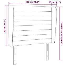 vidaXL Tête de lit avec oreilles Gris clair 103x23x118/128 cm Tissu pas cher