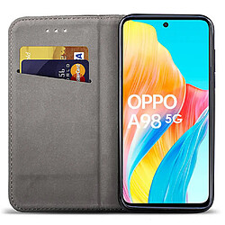 Htdmobiles Housse etui portefeuille avec coque interieure en silicone pour Oppo A98 5G + film ecran - OR MAGNET