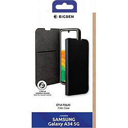 Bigben Etui Folio Wallet noir pour Samsung Galaxy A34 5G - 65% Plastique recyclé Certifié GRS