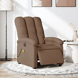 Maison Chic Fauteuil Relax pour salon, Fauteuil inclinable de massage électrique marron tissu -GKD28395