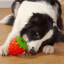 Universal Portable fraise chien fuite boule alimentaire distributeur d'aliments lent jouet à mâcher en caoutchouc durable entraînement interactif libération de pression | Jouets pour chiens pas cher