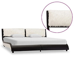 Maison Chic Lit adulte - Cadre de lit avec LED,Structure du lit Contemporain Noir et blanc Similicuir 180 x 200 cm -MN92475