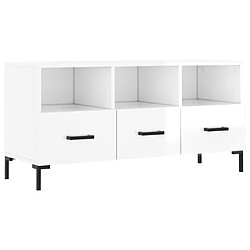 vidaXL Meuble TV Blanc brillant 102x36x50 cm Bois d'ingénierie