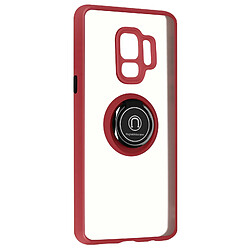 Avizar Coque pour Samsung Galaxy S9 Bi-matière Bague Métallique Support Vidéo rouge