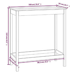 vidaXL Table de bar blanc 100x50x110 cm bois massif de pin pas cher