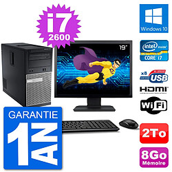 PC Dell 3010 MT Ecran 19" i7-2600 RAM 8Go Disque Dur 2To HDMI Windows 10 Wifi - Occasion