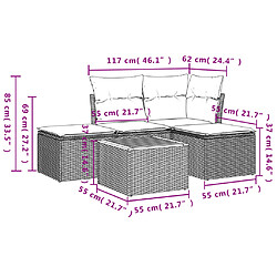 vidaXL Salon de jardin 5 pcs avec coussins gris résine tressée pas cher