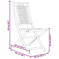 vidaXL Chaises pliables de jardin lot de 8 46x66x99 cm bambou pas cher