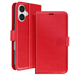 Mayaxess Étui pour iPhone 16 Portefeuille avec Dragonne Rouge