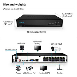 Avis REOLINK Caméra de Sécurité Vidéo Enregistreur Vidéo RLN16-410 Noir
