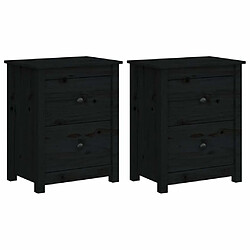 Maison Chic Lot de 2 Tables de chevet - Tables de Nuit Noir 50x35x61,5 cm Bois de pin massif