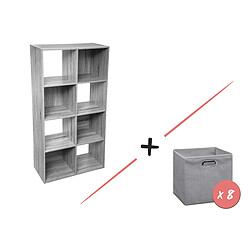 Five Simply Smart Étagère 8 cases Mix N' Modul Gris + 8 boîtes Gris clair chiné - Five