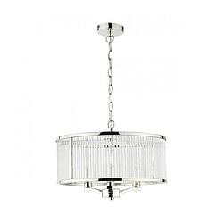 Luminaire Center Suspension Eveyln Nickel poli,verre 3 ampoules 29cm