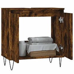 Avis Maison Chic Armoire de bain,Meuble de rangement de salle de bain,Meuble haut chêne fumé 58x33x60 cm bois d'ingénierie -GKD230562