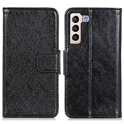 Etui en PU texture nappa, fermeture magnétique noir pour votre Samsung Galaxy S22 Plus