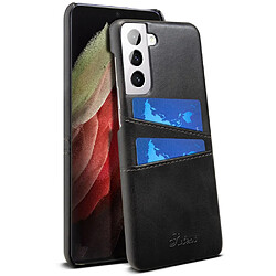 Coque en TPU + PU avec porte-cartes noir pour votre Samsung Galaxy S21 5G